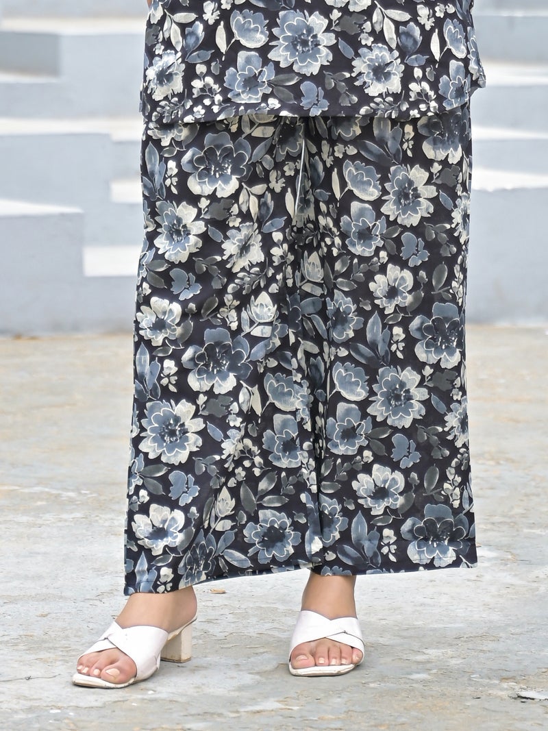 Shifory Black Cotton Kurti Palazzo Set for Women - Image 3